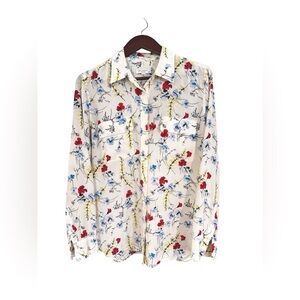 Equipment Femme 100% Silk Floral Women’s Button Down Shirt Collar Size Large